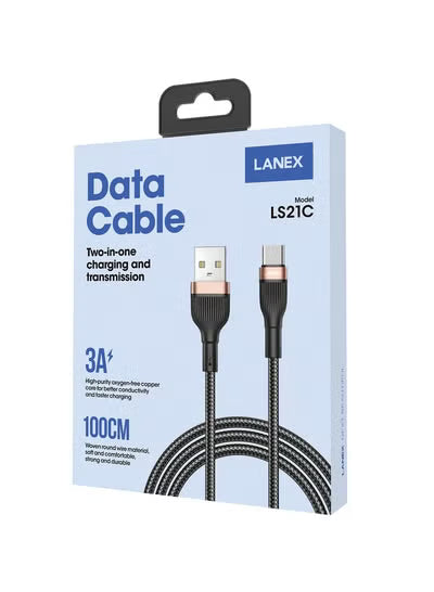 Lanx USB to Type-C Charging Cable, 1 Meter, Champagne Gold- LS21C