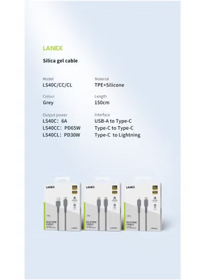 Lanix LS40CL 1.5m USB-C to Lightning 30W PD Fast Charging Cable for iPhone 14, 14 Plus, 14 Pro, 14 Pro Max, iPhone 13, 12, 11, XS, Pro Max, Pro, Mini, SE, iPad 9