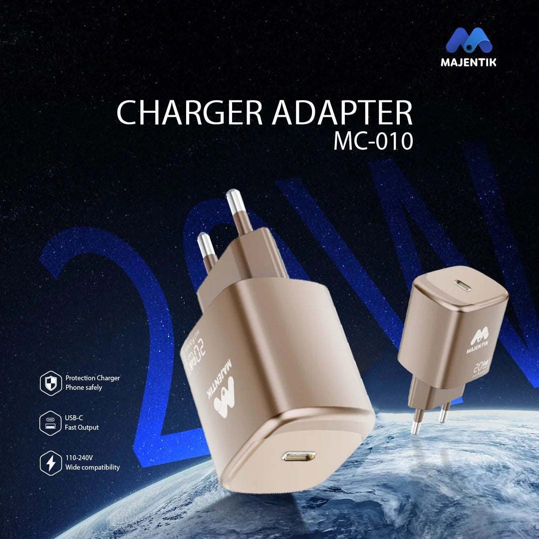 Majentik MC-010 20W GaN Fast Charging USB-C Wall Charger with Multiple Protocols