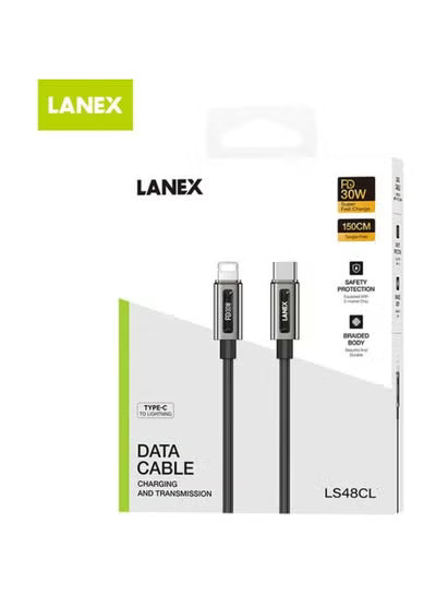 Lanex Type C to Lignting Cable 1.5m Black - LS48CL