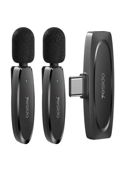 Yesido KR13 Dual Wireless Microphone, Type-C Connector Black