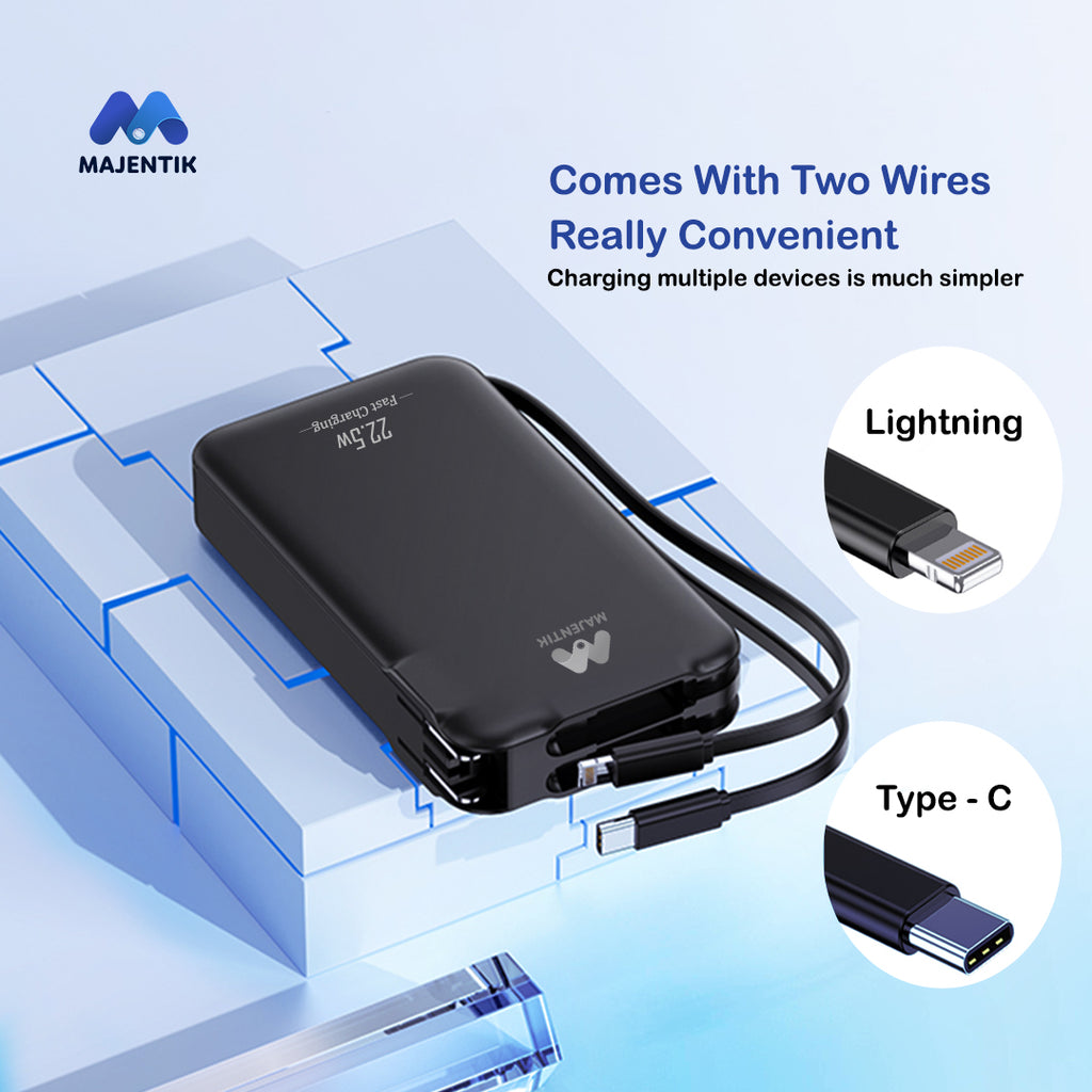 MAJENTIK 10000mAh Power Bank with Built-in Cables – Model MJ-31