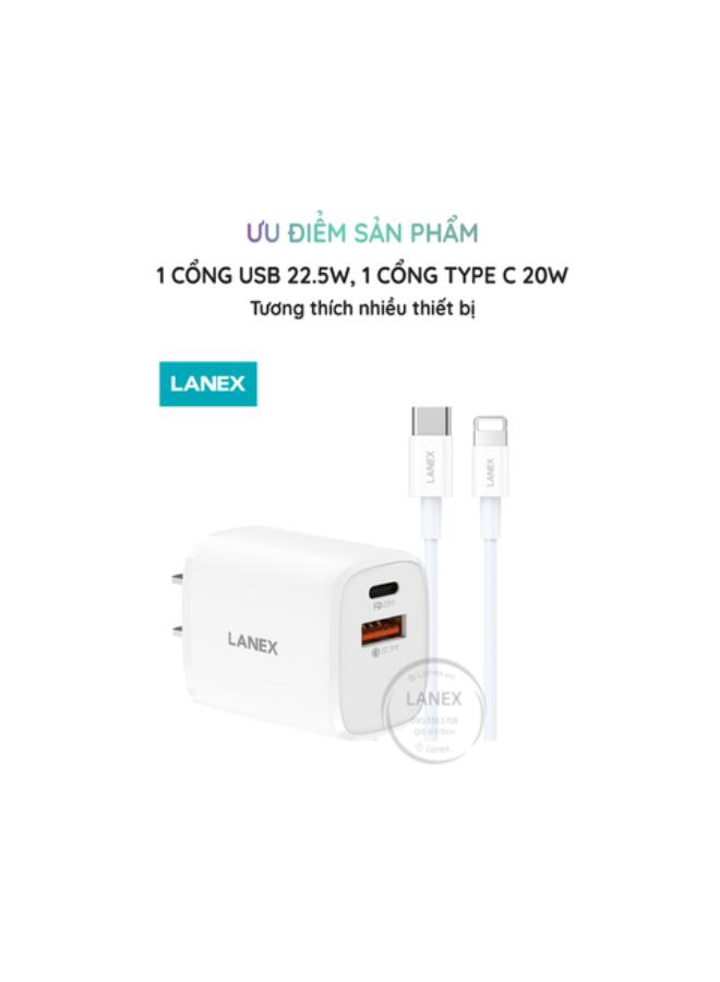 Lanex Lc49cl Fast Charger 1 Usb Port 22.5w 1 Type C To Lightning Pd Port 20w