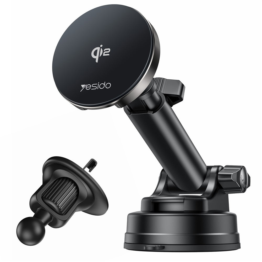 Yesido DS30 2-in-1 Wireless and Magnetic Car Charger, 15W Qi 2.0 Certified, Phone Holder for Desk and Car