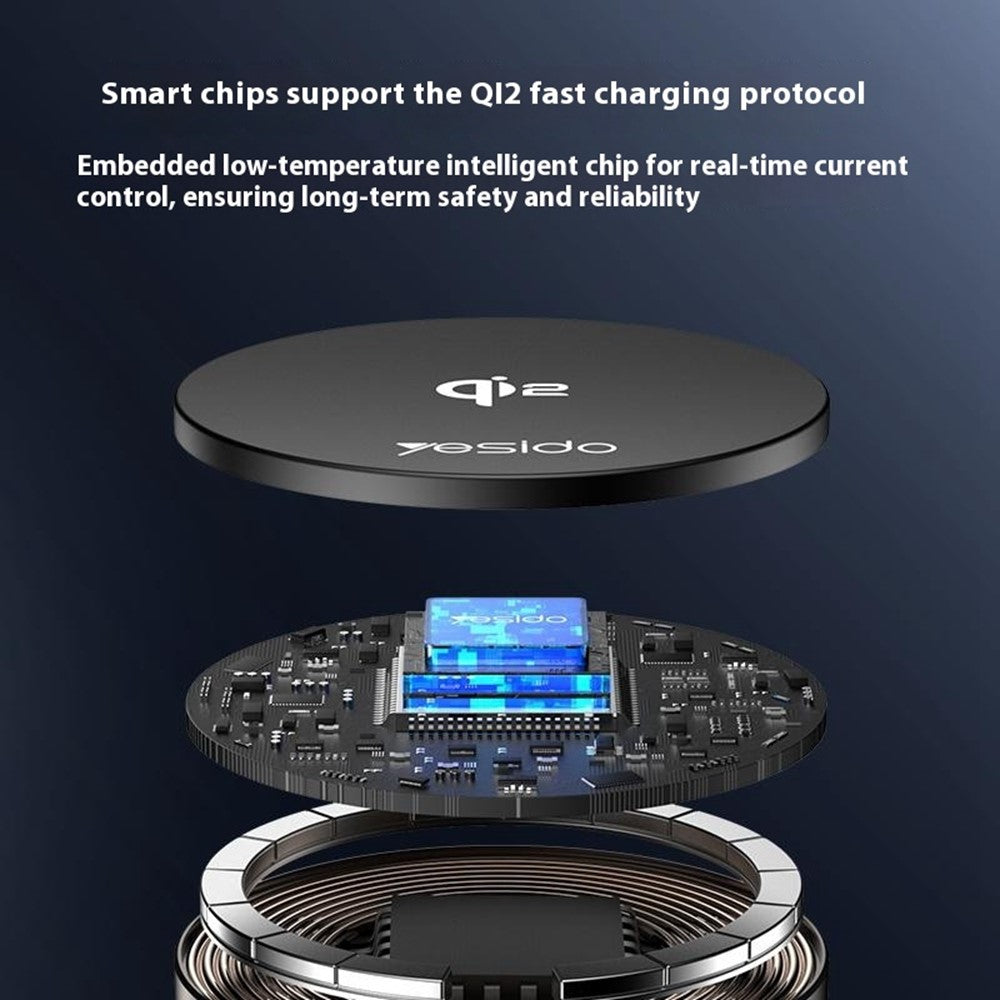 Yesido DS30 2-in-1 Wireless and Magnetic Car Charger, 15W Qi 2.0 Certified, Phone Holder for Desk and Car