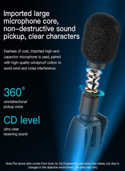 KR15 portable 360 pickup voice IP Type-c 2 in 1 transmit port 2 wireless MEMS Microphone