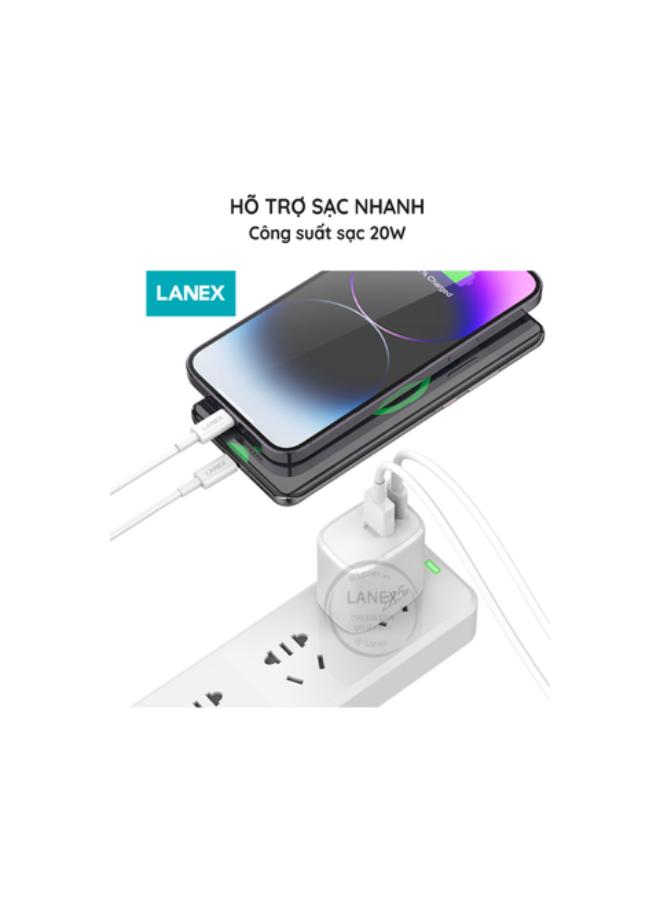 Lanex Lc49cl Fast Charger 1 Usb Port 22.5w 1 Type C To Lightning Pd Port 20w