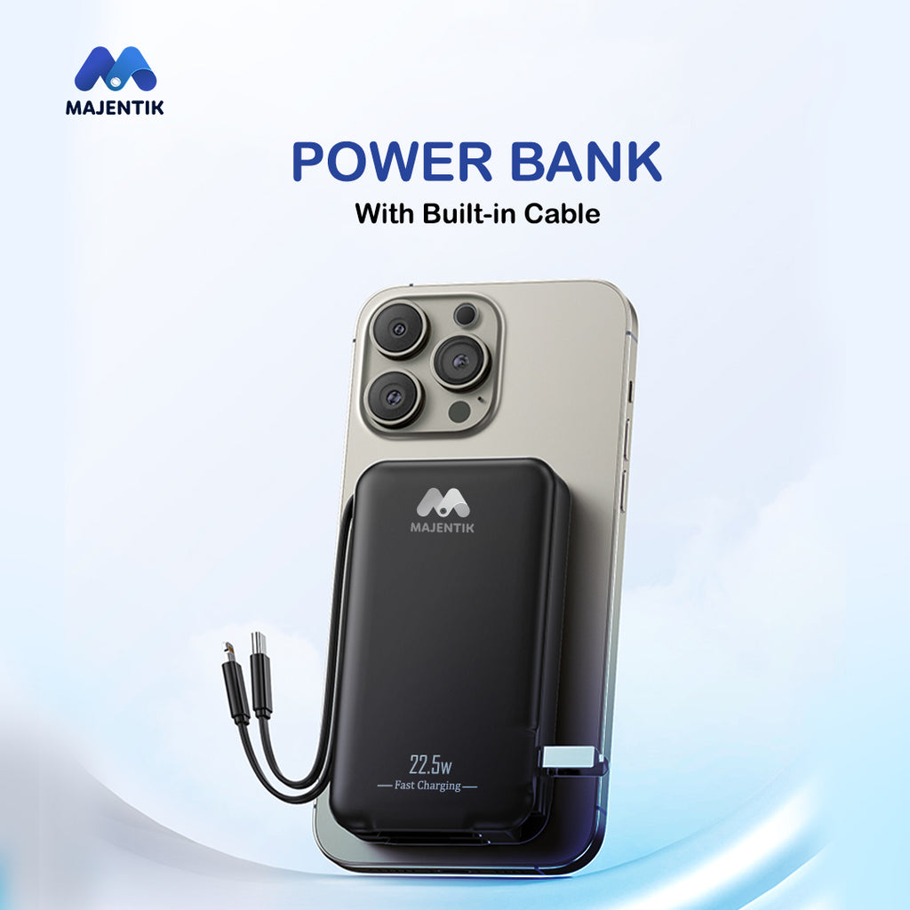 MAJENTIK 10000mAh Power Bank with Built-in Cables – Model MJ-31
