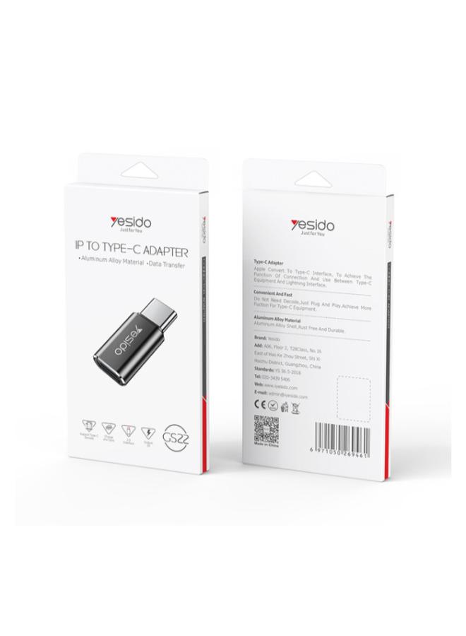 Yesido GS22 Aluminum Alloy Fast Data Transfer Type-C to Lightning OTG Adapter For iPhone iOS