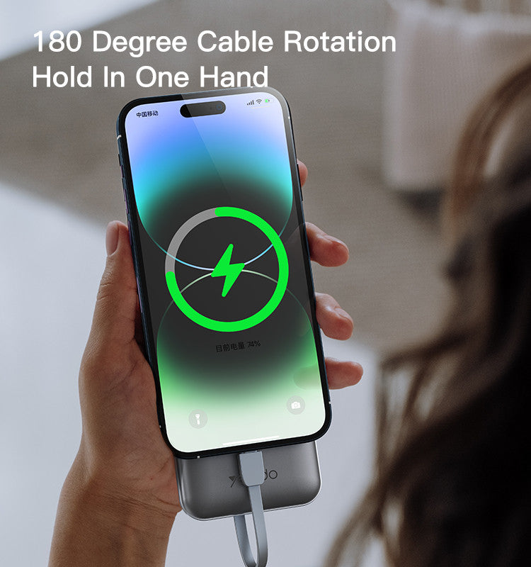 بنك طاقة YP48 بسعة 10000 مللي أمبير/ساعة وقوة 22.5 واط وPD20 واط من النوع C وواجهة Apple وكابلين للشحن السريع وشاشة LED