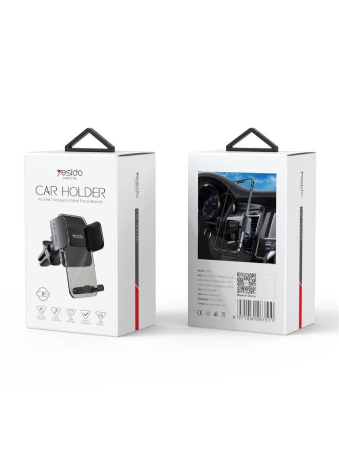 YESIDO C163 Air Outlet Transparent Panel Car Bracket Mobile Phone Holder Stand