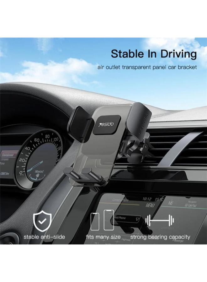 YESIDO C163 Air Outlet Transparent Panel Car Bracket Mobile Phone Holder Stand