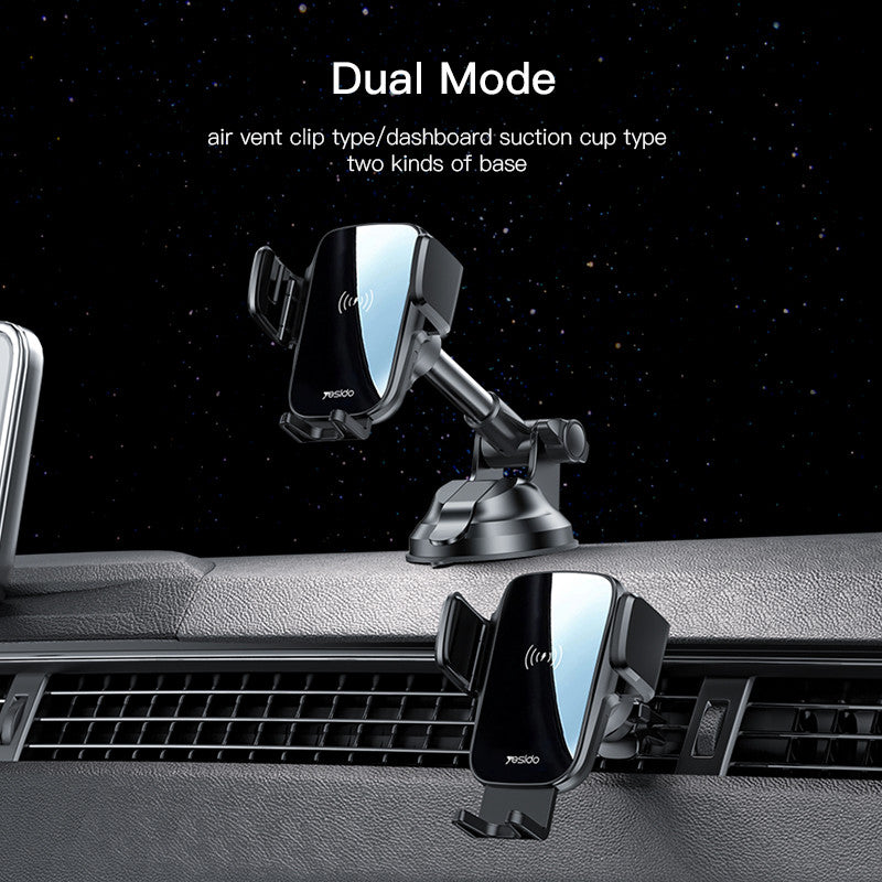 C186 Suction Cup Air vent Phone Holder | 15W Wireless Memoried Clip Charging holder