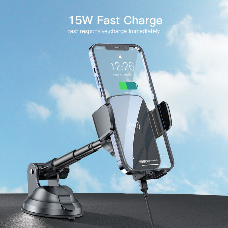 C186 Suction Cup Air vent Phone Holder | 15W Wireless Memoried Clip Charging holder