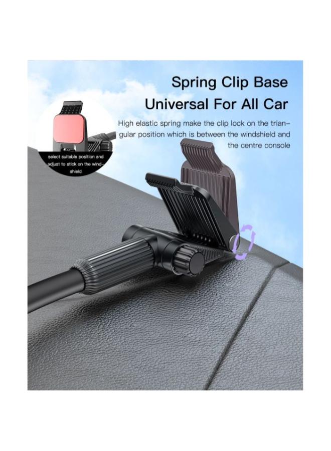 C137 360 Arm Truck Car Adjustable Smart Phone Dash Windshield Spring Clip Phone Holder