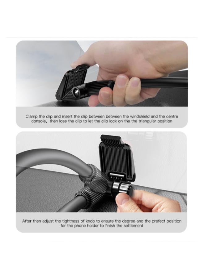 C137 360 Arm Truck Car Adjustable Smart Phone Dash Windshield Spring Clip Phone Holder