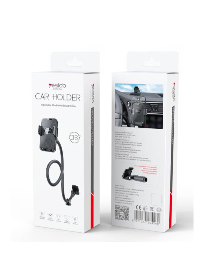 C137 360 Arm Truck Car Adjustable Smart Phone Dash Windshield Spring Clip Phone Holder