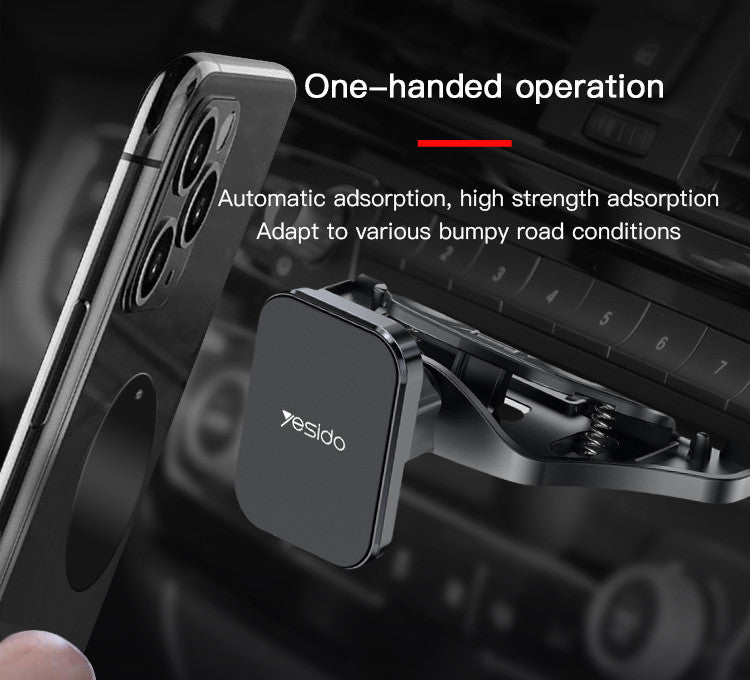 YESIDO C92 Magnetic Car Phone Holder (CD Slot) - Strong Square Pad - 360° Rotation for All Phones