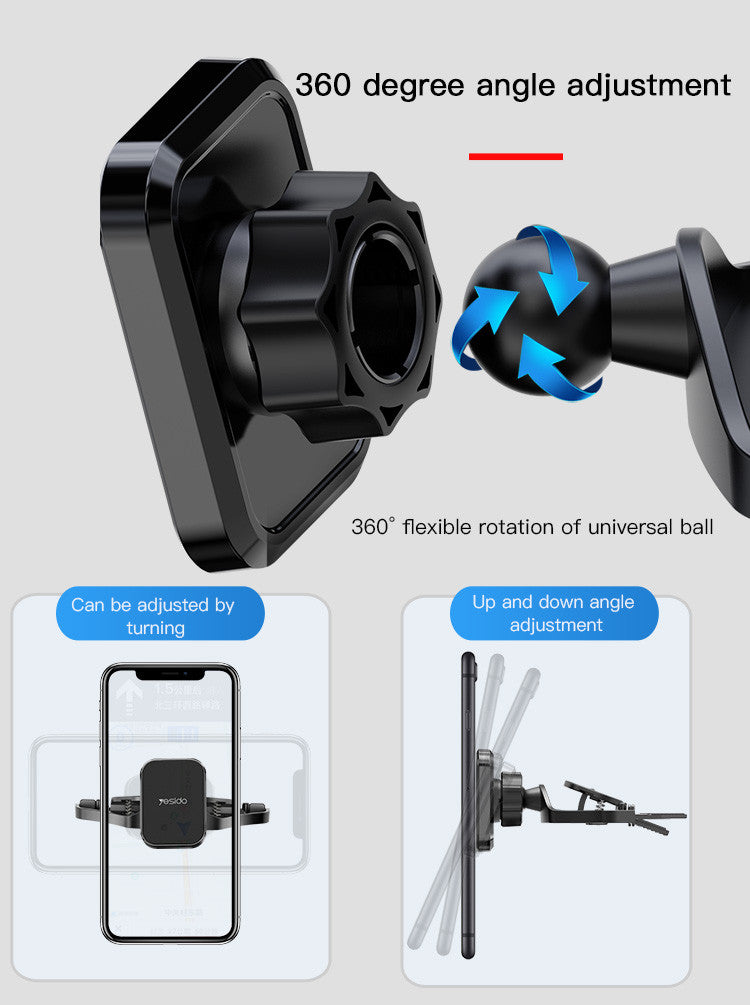 YESIDO C92 Magnetic Car Phone Holder (CD Slot) - Strong Square Pad - 360° Rotation for All Phones