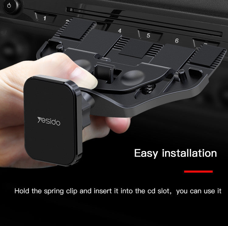 YESIDO C92 Magnetic Car Phone Holder (CD Slot) - Strong Square Pad - 360° Rotation for All Phones