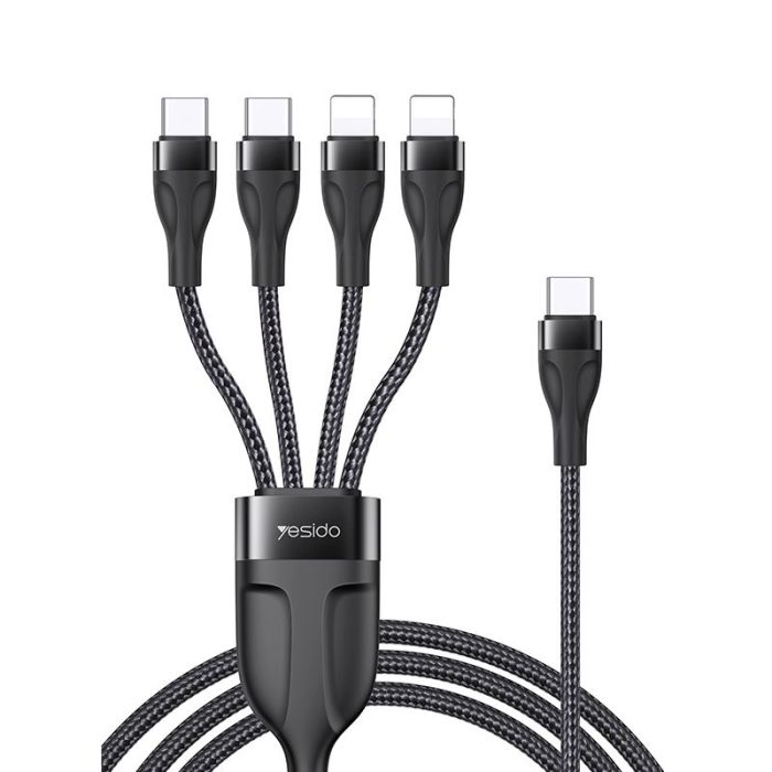 CA110 4 in 1 Charging Data Cable | Type-C to 2 TC + 2 IP Mobile Phone Charging Cable