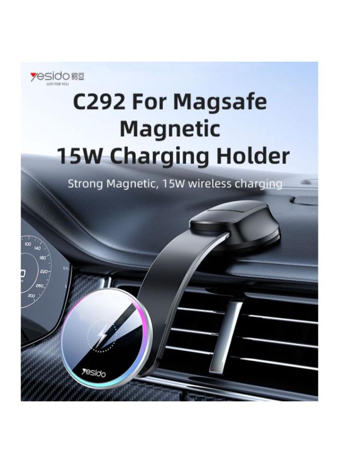 C292 360 Free Rotating LED Breathing Indicator Light Max 15W Fast Charging Wireless Phone Holder