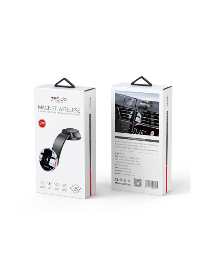 C292 360 Free Rotating LED Breathing Indicator Light Max 15W Fast Charging Wireless Phone Holder