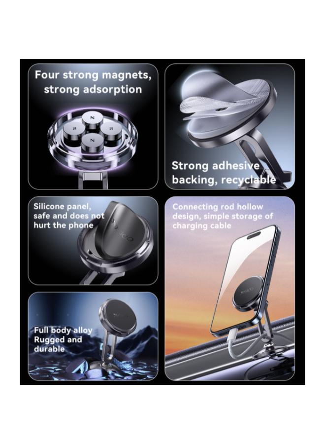 C210 Zinc Alloy 360 Incremental Rotation Dual Ball Head Design Metal Car Magnetic Phone Holder