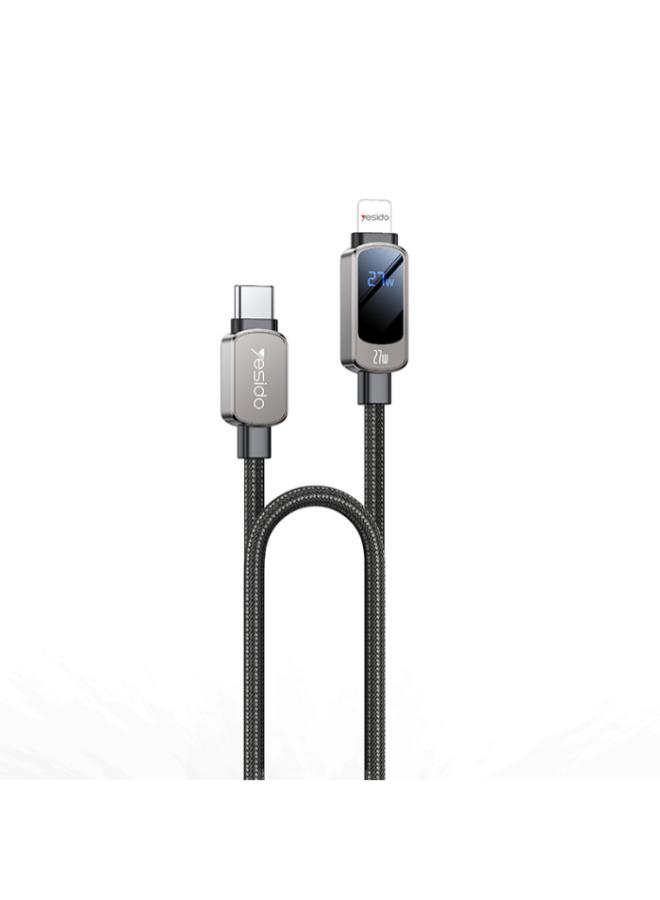 CA180 Zinc Alloy 1.2 Meters Length Type-C To IP PD27W Built-in Digital Display Data Cable