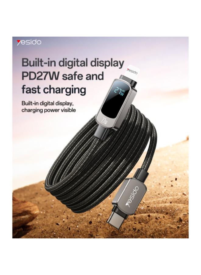 CA180 Zinc Alloy 1.2 Meters Length Type-C To IP PD27W Built-in Digital Display Data Cable