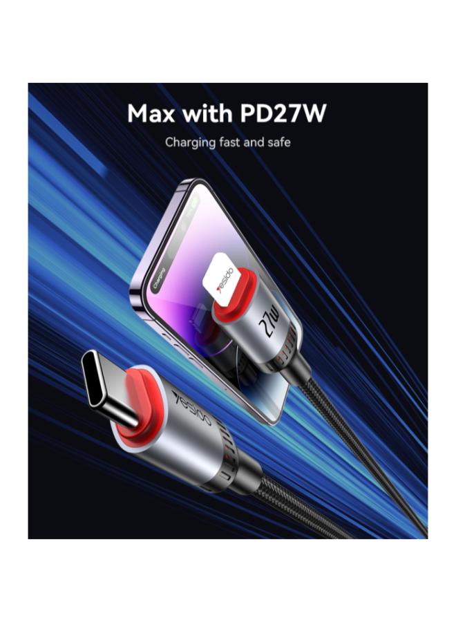 CA184 Type-C to Lightning Fast Charging Cable, 2m, 27W, with LED Light, 48 Pins.