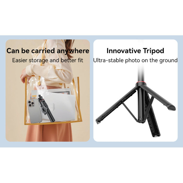 Yesido SF24 Magnetic Selfie Stick, 2-in-1 Tripod, with Bluetooth Remote, Dual Mount, 360-Degree Rotation - Black