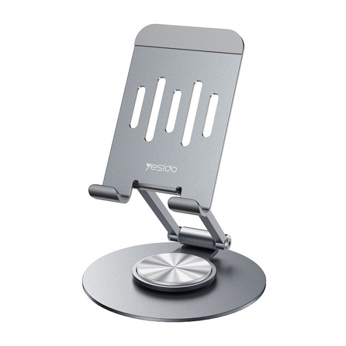 YESIDO C299 720° Foldable Aluminum Alloy Desktop Phone Holder - 360° Rotation and Multiple Angles - Stable and Portable (4.5-6.7 inches) for Office and Home