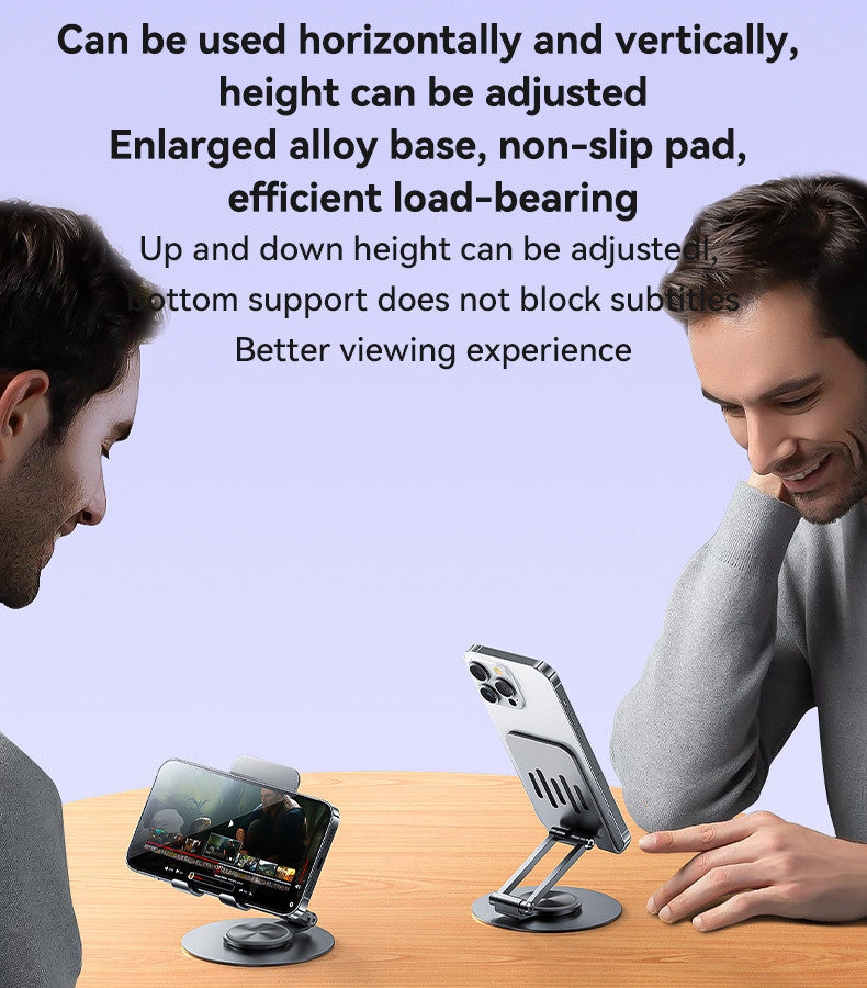 YESIDO C299 720° Foldable Aluminum Alloy Desktop Phone Holder - 360° Rotation and Multiple Angles - Stable and Portable (4.5-6.7 inches) for Office and Home