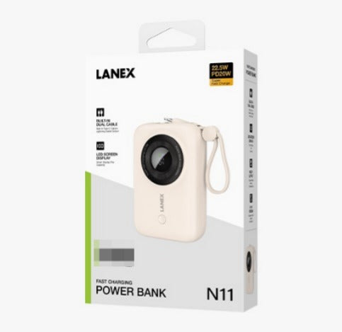 LANEX POWER BANK N11 BUILT-IN CABLE 10000mAh 22.5W + PD20W SUPER FAST CHARGING POWER BANK