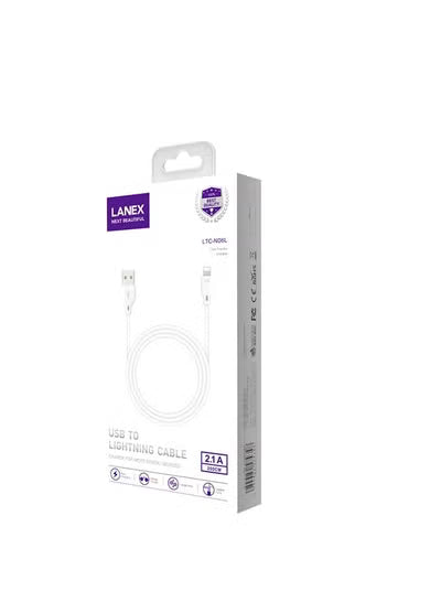 Lanex 2.1A Fast Charge USB to Lightning Cable 2M - LTC N06L