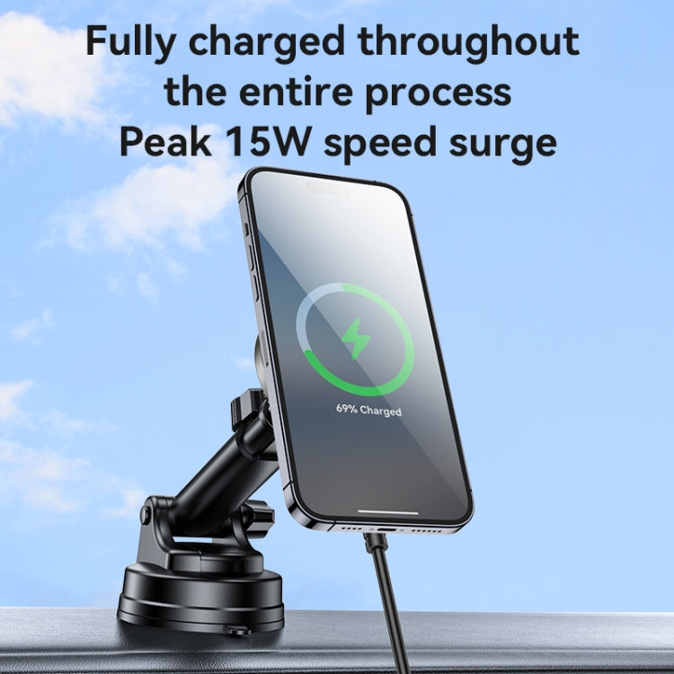 YESIDO C315 Magnetic Wireless Car Charger Mount - 15W Super Fast Charging - Silent Fan Cooling System - Stunning RGB Lighting - Dual Mount (Suction/Ventilation)