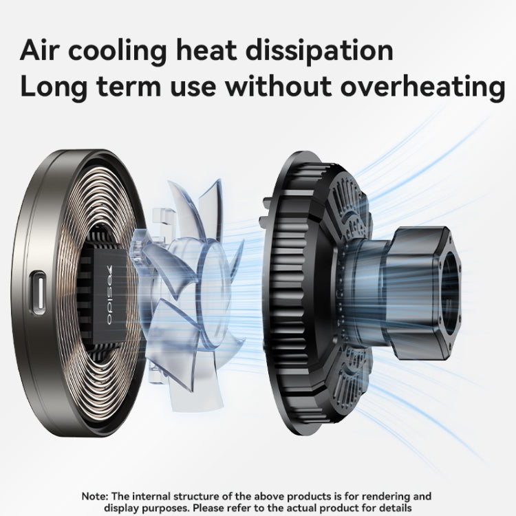 YESIDO C315 Magnetic Wireless Car Charger Mount - 15W Super Fast Charging - Silent Fan Cooling System - Stunning RGB Lighting - Dual Mount (Suction/Ventilation)