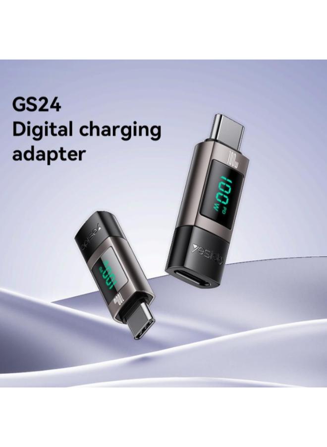 Yesido GS24 100W USB-C / Type-C to USB-C / Type-C Aluminum Alloy Digital Display Adapter