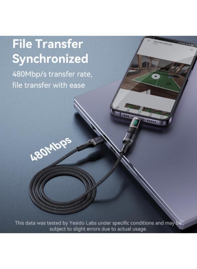 Yesido GS24 100W USB-C / Type-C to USB-C / Type-C Aluminum Alloy Digital Display Adapter