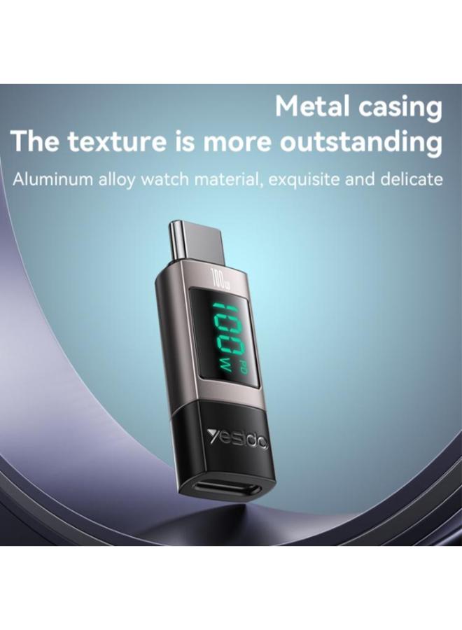 Yesido GS24 100W USB-C / Type-C to USB-C / Type-C Aluminum Alloy Digital Display Adapter