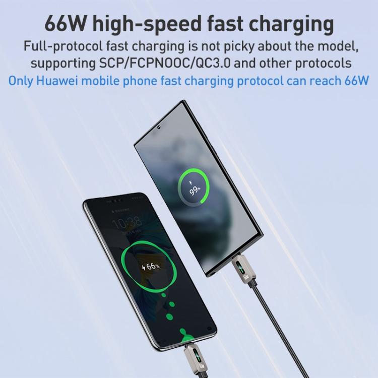 Yesido CA137C 66W USB to Type-C Streamer Light Data Cable, Length: 1.2m(Grey)