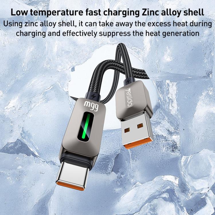 Yesido CA137C 66W USB to Type-C Streamer Light Data Cable, Length: 1.2m(Grey)