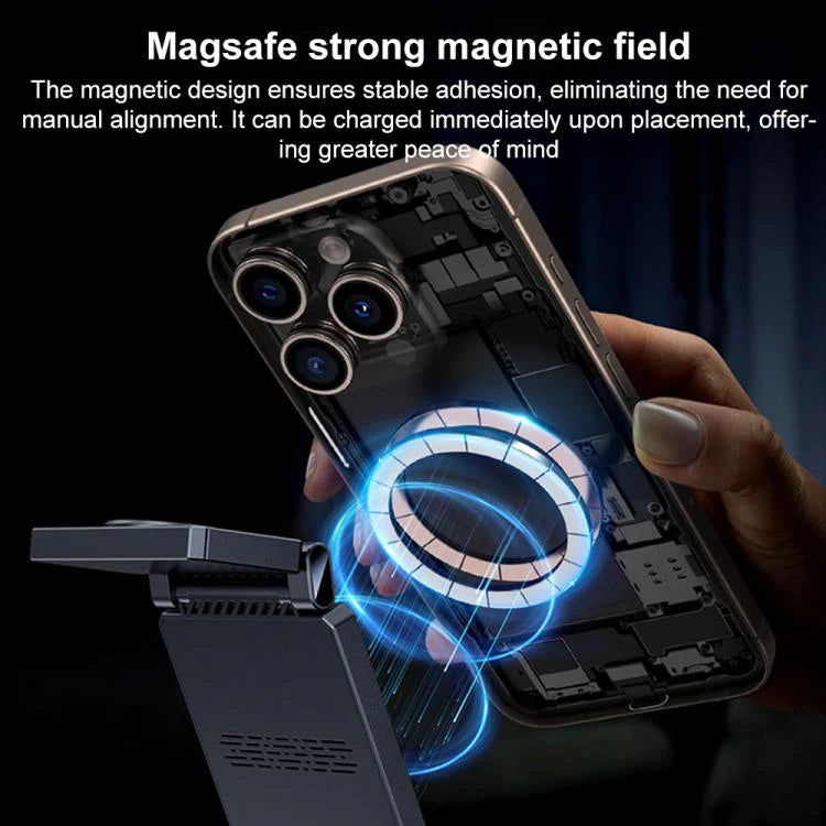 Yesido DS25 3-in-1 Wireless Charger, 15W Foldable Magnetic Charging Station for Phones, Earphones, and Smartwatch - Black