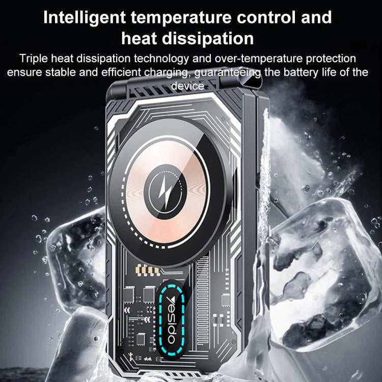 Yesido DS25 3-in-1 Wireless Charger, 15W Foldable Magnetic Charging Station for Phones, Earphones, and Smartwatch - Black