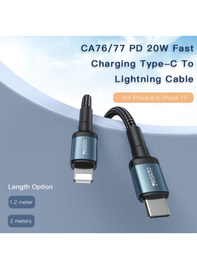 Yesido CA76 20W USB-C / Type-C to 8 Pin Charging Cable, Length: 1.2m