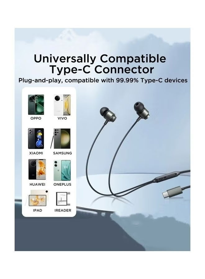 Type-C Series In-Ear Metal Wired Earbuds With Microphone Silver