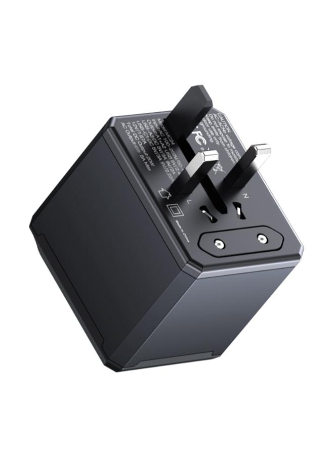 Yesido MC24 20W 3 USB + Type-C Ports Multi-function Universal Travel Adapter Plug (Black)
