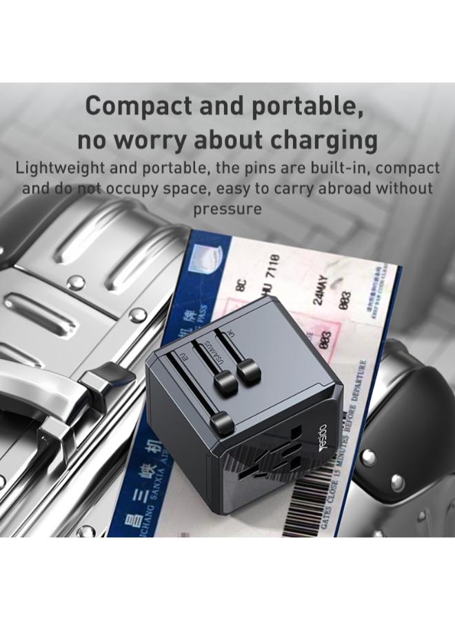 Yesido MC24 20W 3 USB + Type-C Ports Multi-function Universal Travel Adapter Plug (Black)