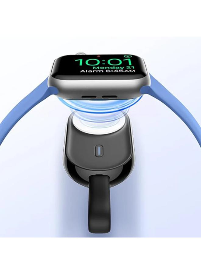 Maxco MW06 2-in-1 Smart self-Charging Magnetic Watch Charger 1200mAh – Blcak